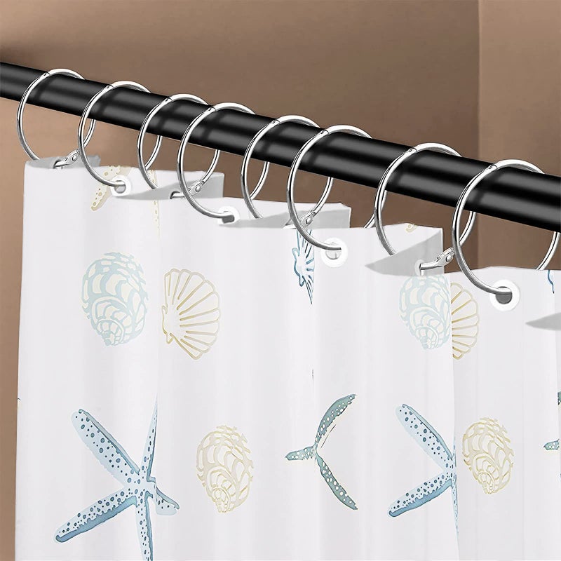 LULARINE Shower Curtain Hooks Rings 24 Pcs Rustproof Metal Shower Hooks for Shower Curtain Glide Smoothly Round Shower Rings for Curtain Shower Curtain Rings for Bathroom Shower Rod Snap Joint Design (Silver) - Image 2